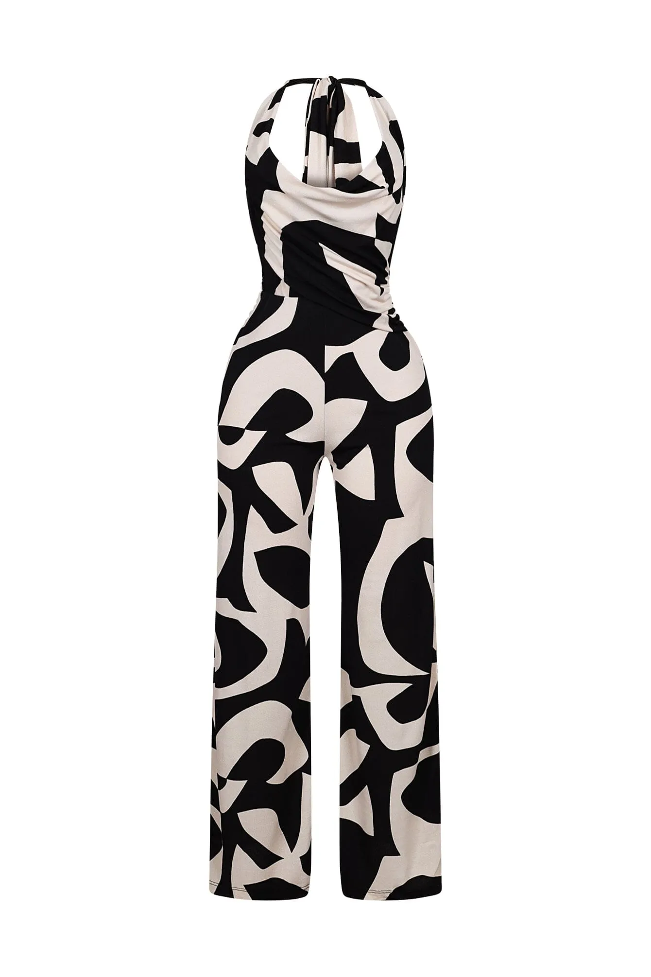 Chic Mesh Printed Cowl Neck Jumpsuit sold by EDGE by Know Style product image thumbnail 4