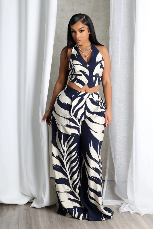 Michiyo Print Button Vest & Pants SET sold by EDGE by Know Style