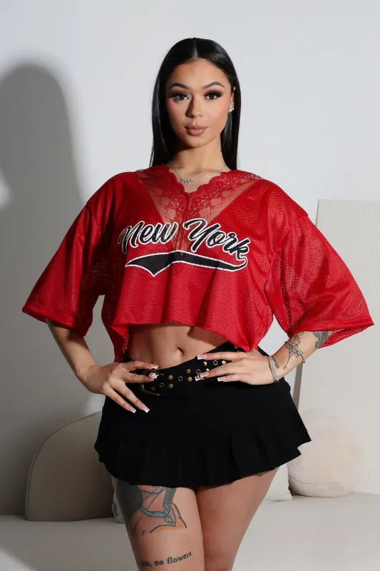 Beryl New York Lace V-Neck Jersey Top sold by EDGE by Know Style