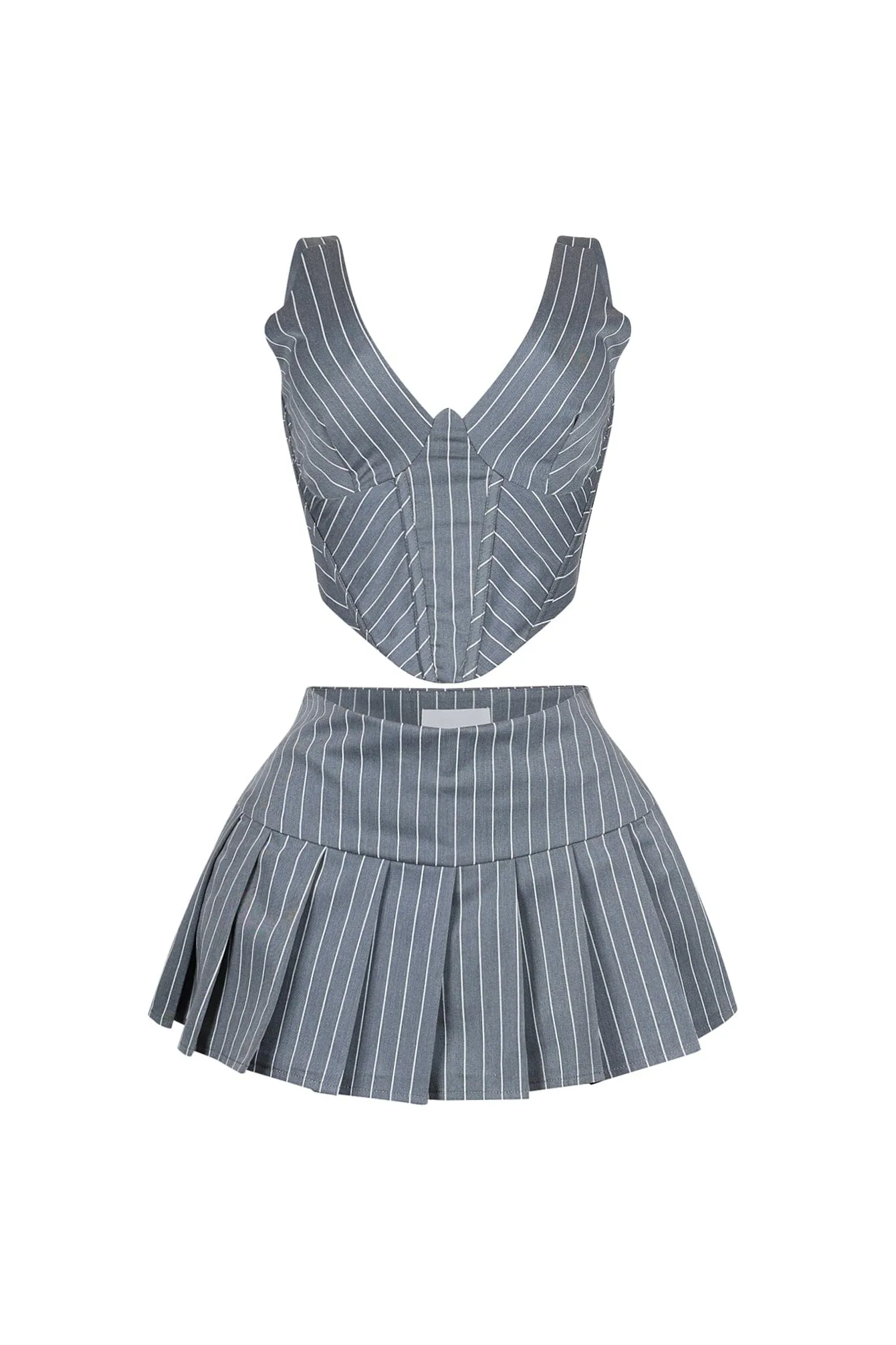 Yonah Pinstripe Corset Top & Skirt SET sold by EDGE by Know Style product image thumbnail 3
