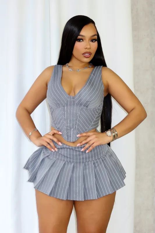 Yonah Pinstripe Corset Top & Skirt SET made by edge