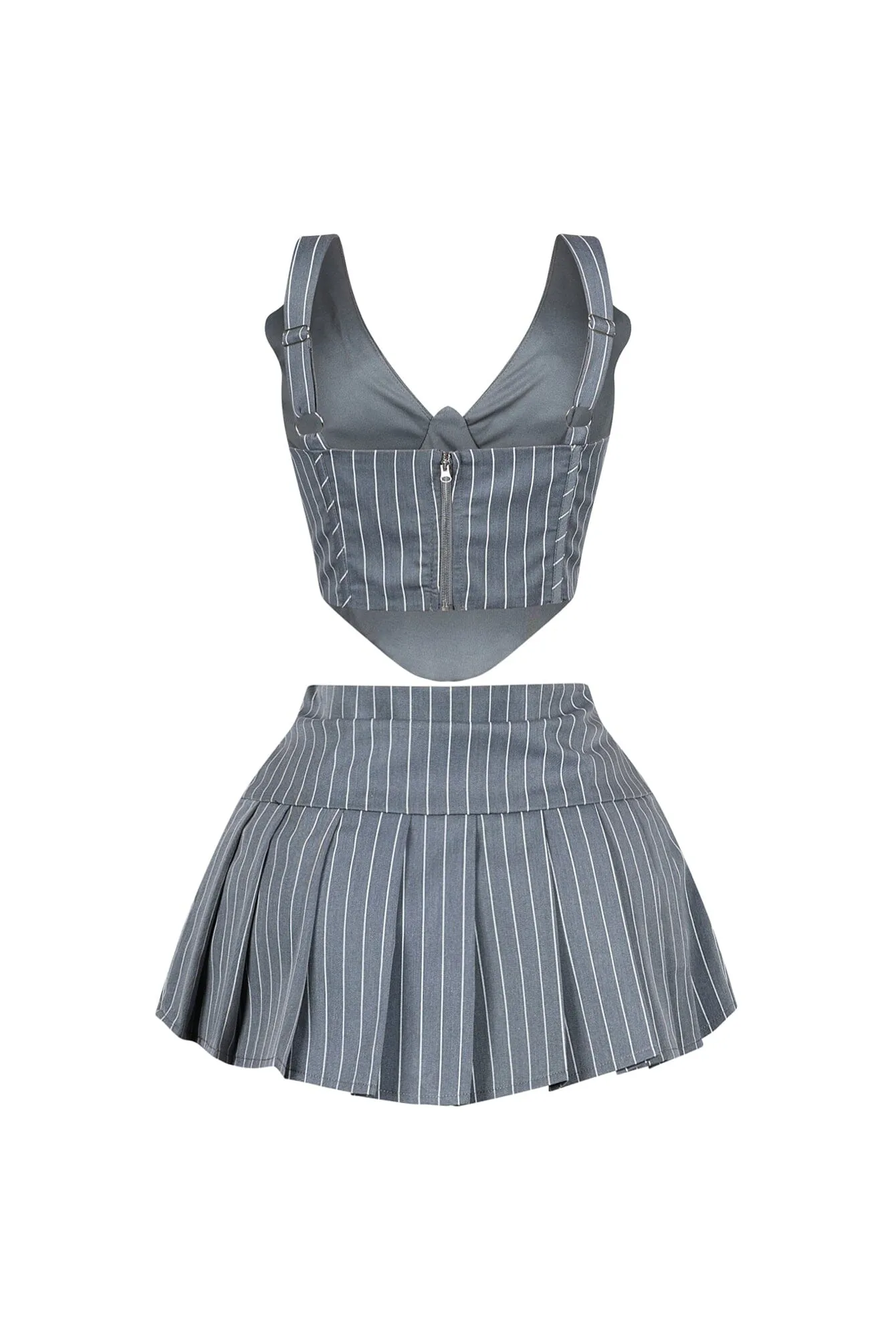 Yonah Pinstripe Corset Top & Skirt SET sold by EDGE by Know Style product image thumbnail 5