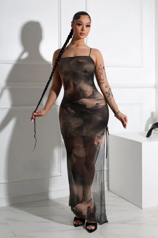 Juanita Mesh Printed Tank Maxi Dress sold by EDGE by Know Style