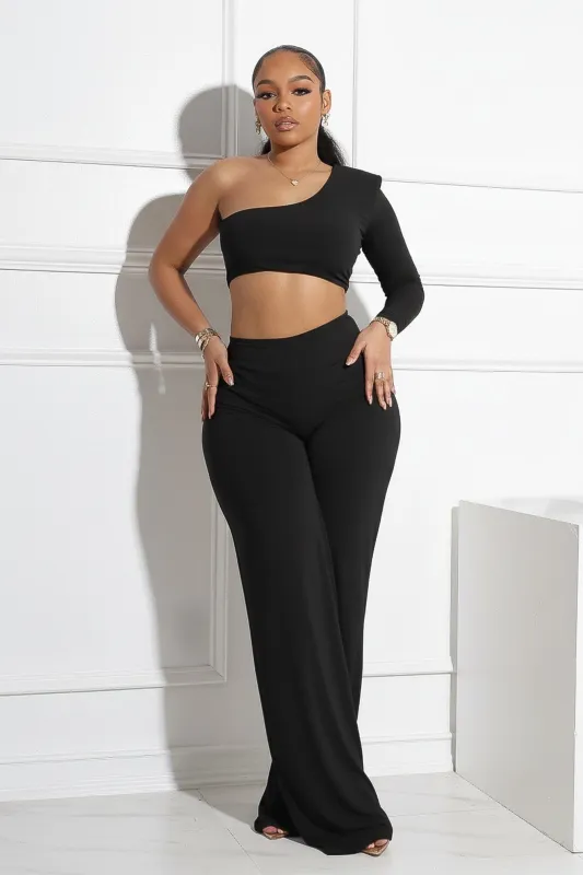 Maeve Padded One Shoulder Jumpsuit sold by EDGE by Know Style