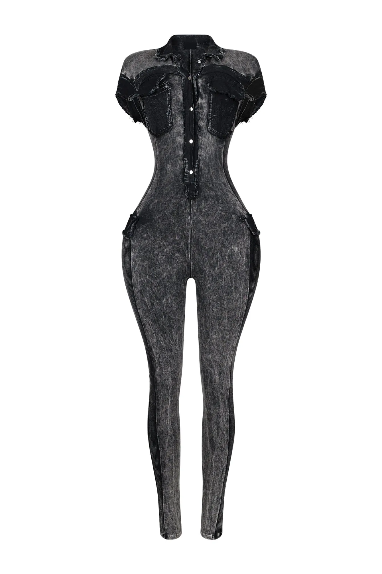 Cady Mineral Washed Frayed Jumpsuit sold by EDGE by Know Style product image thumbnail 3
