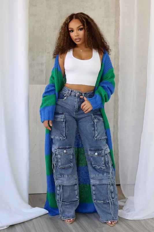 Vivid Dream Color Block Long Cardigan sold by EDGE by Know Style