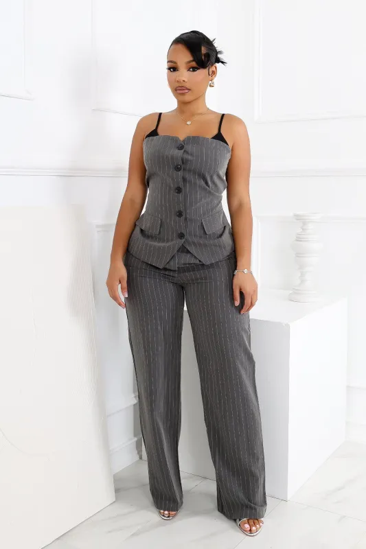 Camilia Pin Stripe Woven Tailored Trousers made by edge