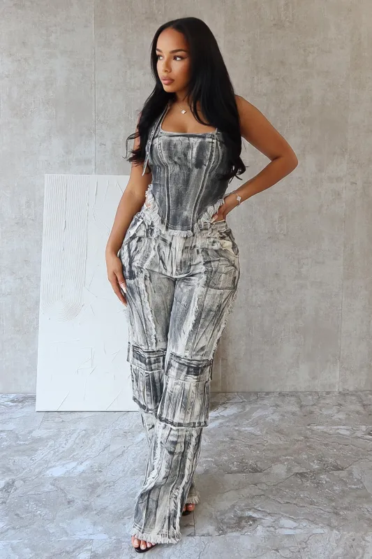 Addison Washed Frayed Hem Pants sold by EDGE by Know Style