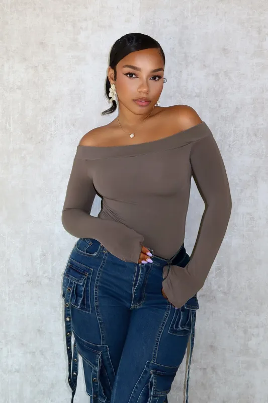 Katie Off Shoulder Long Sleeve Bodysuit sold by EDGE by Know Style