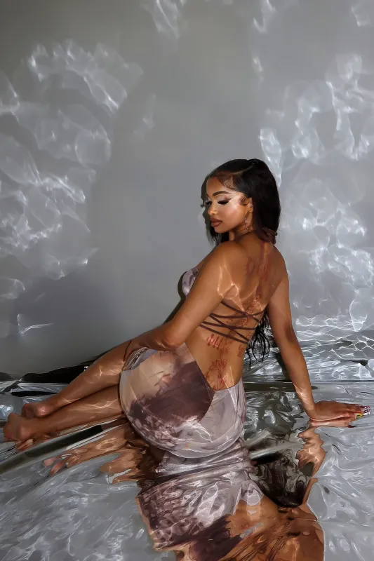 Sweet Goodbye Print Mesh Micro Mini Dress sold by EDGE by Know Style