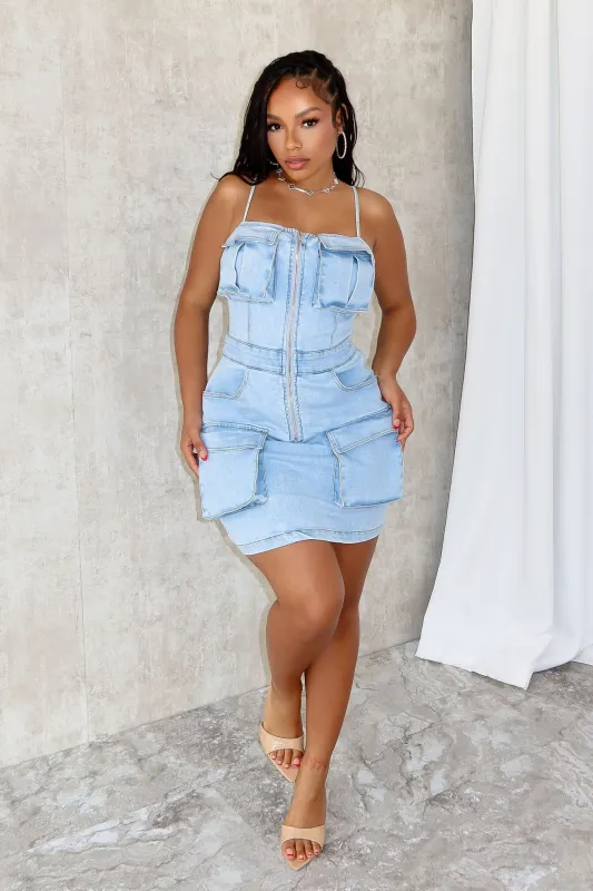Ice Spice Denim Cami Mini Dress sold by EDGE by Know Style