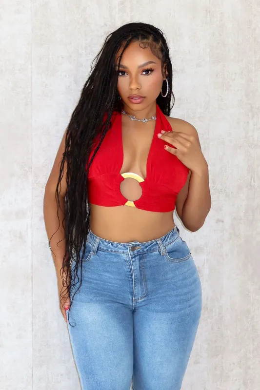 Still There Slinky Halter O Ring Top sold by EDGE by Know Style