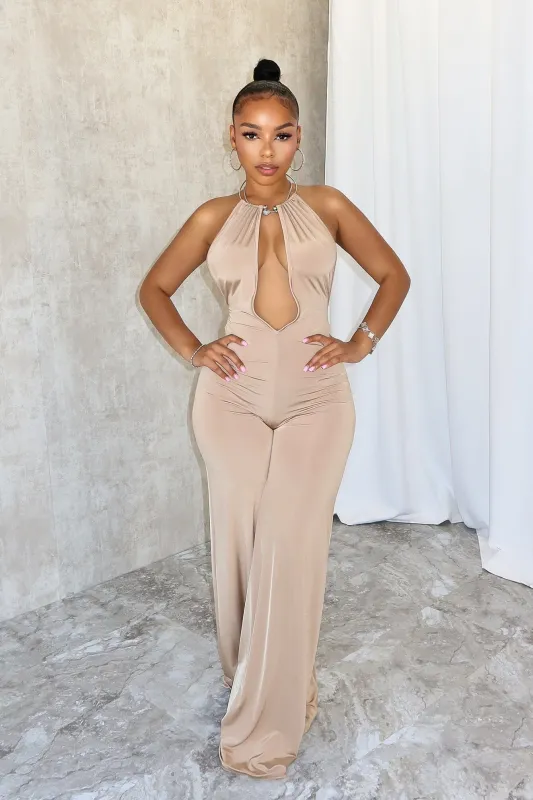 Zena Metal Halter Choker Jumpsuit sold by EDGE by Know Style