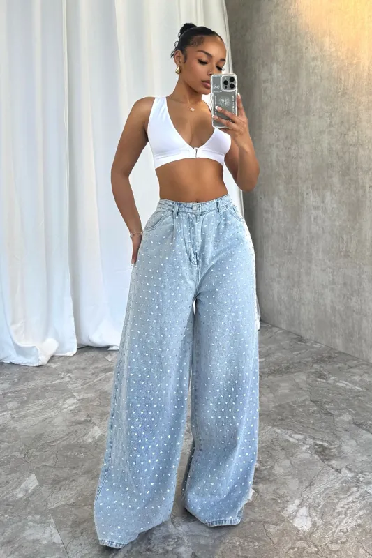 Glamorous Rodeo Rhinestone Denim Jeans sold by EDGE by Know Style