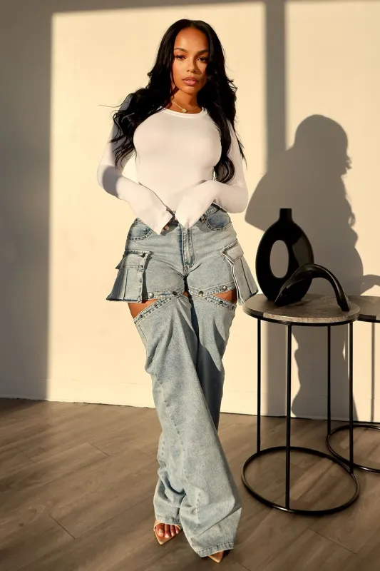 Snap Me Detachable Pocket Jeans sold by EDGE by Know Style