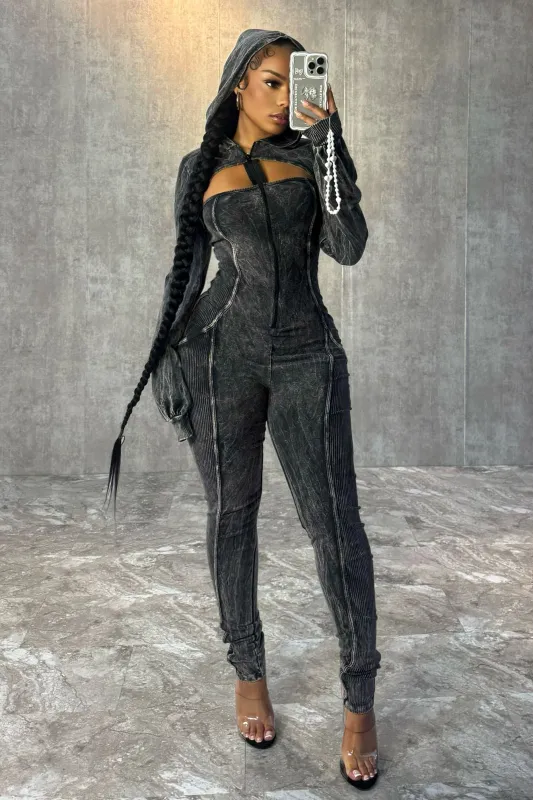 Benefit Mineral Washed Ribbed Jumpsuit sold by EDGE by Know Style