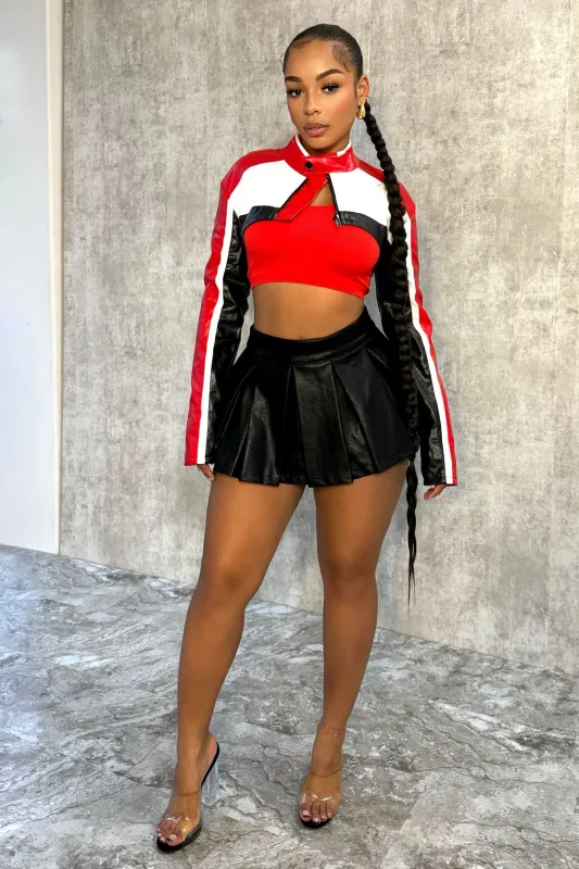 Go With Everything Faux Leather Mini Skirt sold by EDGE by Know Style