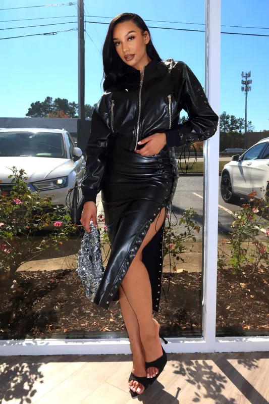 Heartbeat Faux Leather Bomber Jacket made by edge