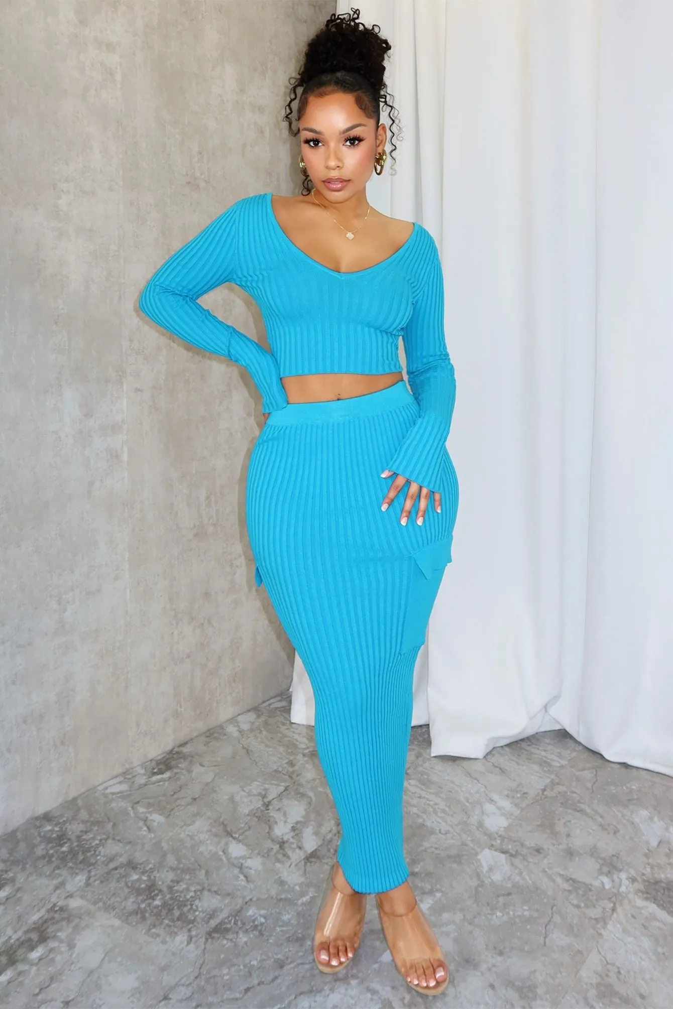 Sweet Sweater Knit Top & Midi Skirt SET sold by EDGE by Know Style