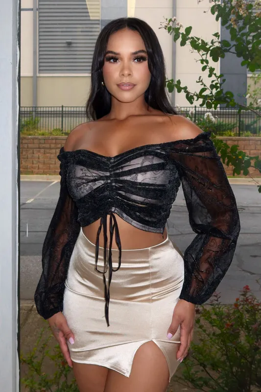 Danielle Off Shoulder Mesh Top sold by EDGE by Know Style
