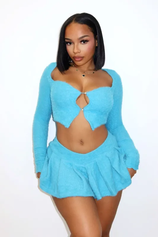 As Time Goes Fuzzy Cardigan Top & Skirt SET sold by EDGE by Know Style