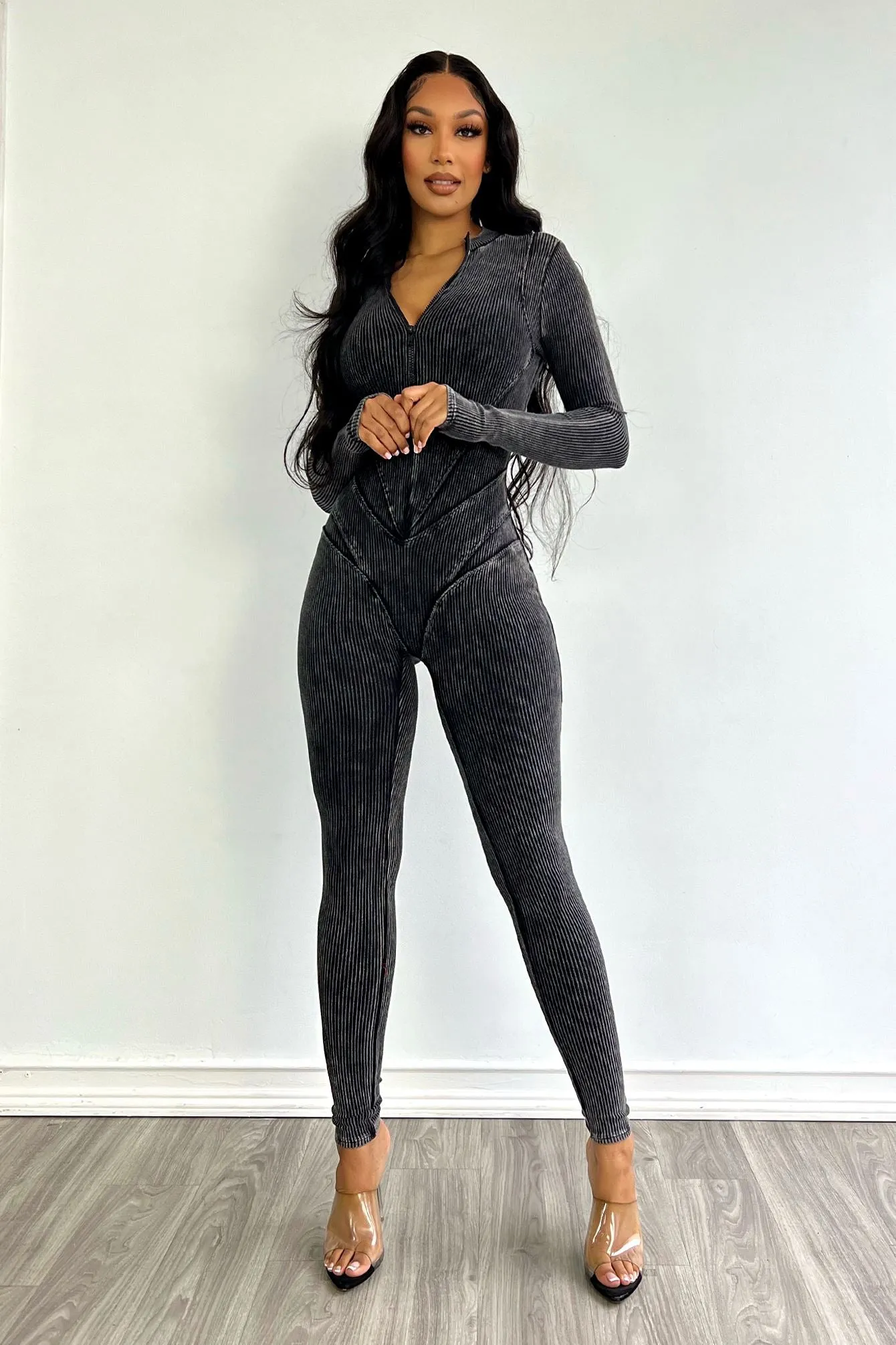 Fallon Mineral Washed Stitch Out Jumpsuit sold by EDGE by Know Style product image thumbnail 3
