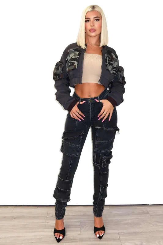 Wake Me Up Camo Pockets Scrunched Jacket sold by EDGE by Know Style