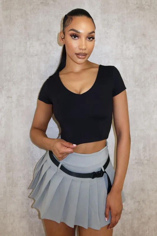 About It V Neck Short Sleeve Crop Top sold by EDGE by Know Style