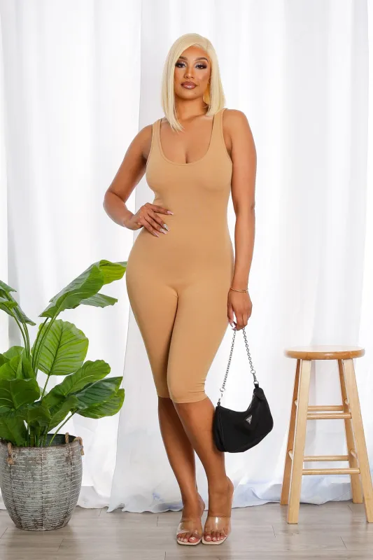 Basic Tank Skinny Midi Romper sold by EDGE by Know Style