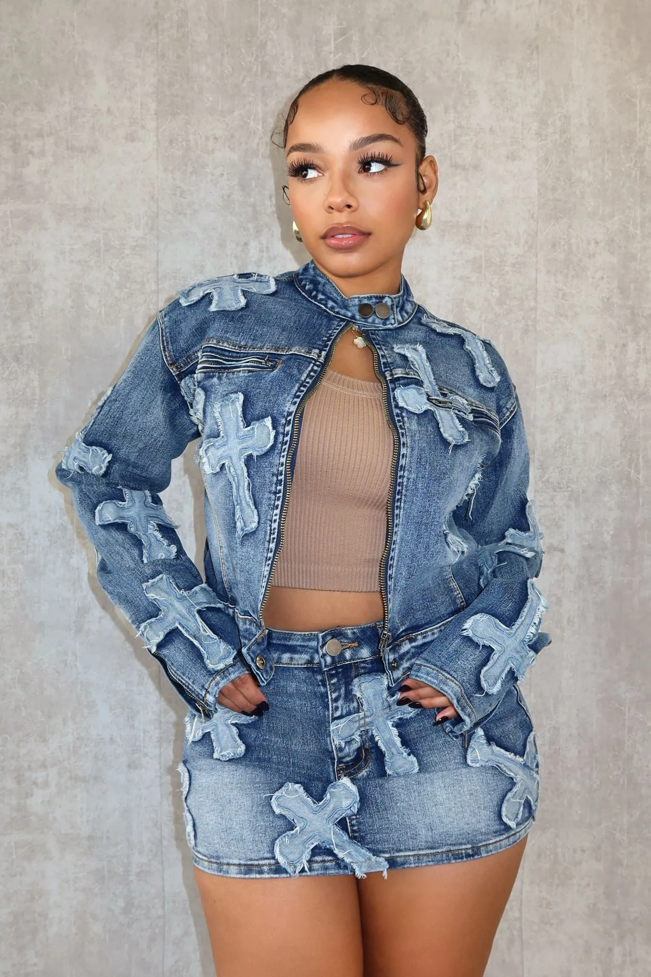 Cross Your Mind Denim Jacket sold by EDGE by Know Style