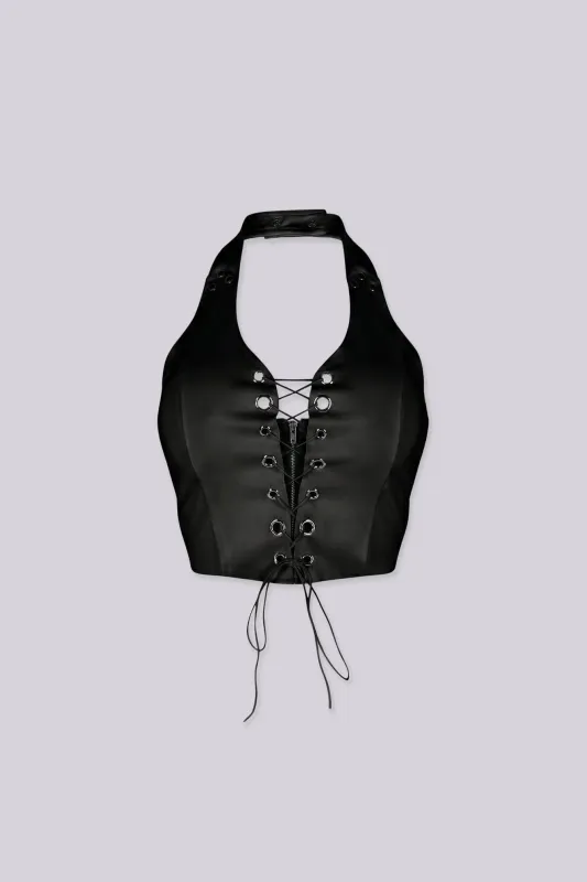 Raven Lace Up Halter Top made by EDGE by Know Style