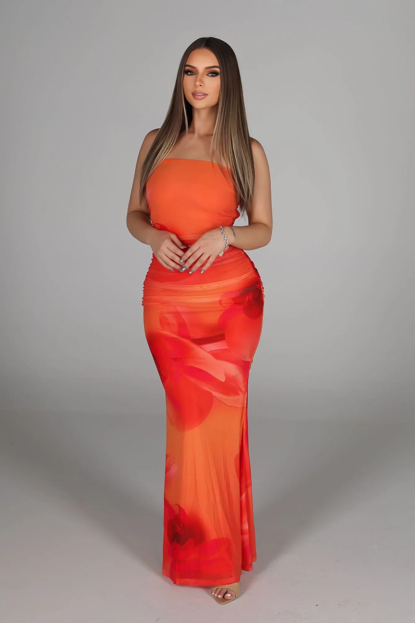 Sundown Ruched Maxi Dress sold by EDGE by Know Style