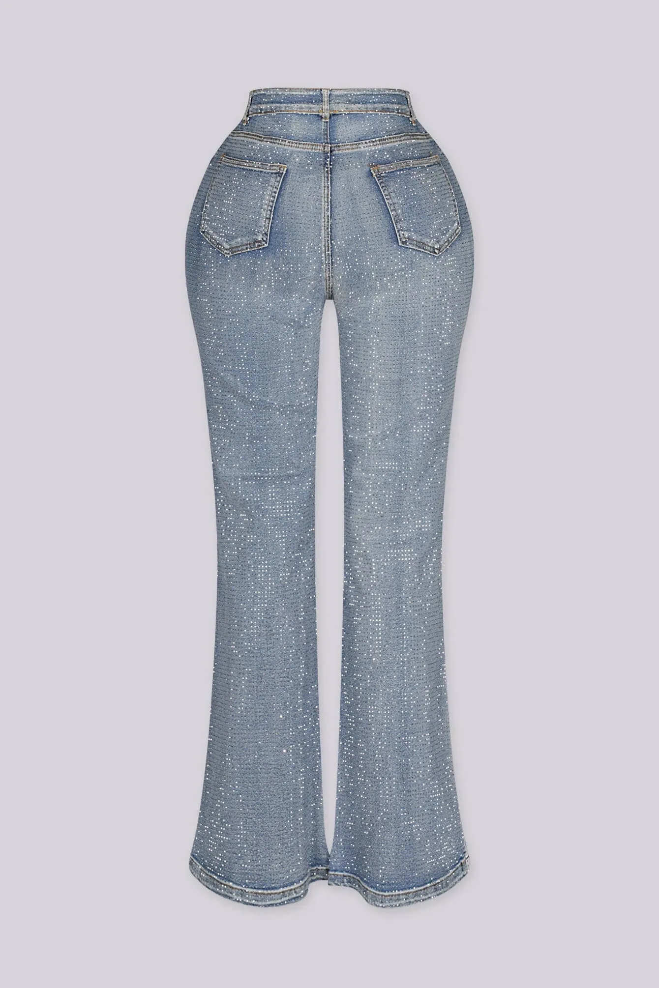 Opulent Rhinestone Flare Leg Denim Jeans sold by EDGE by Know Style product image thumbnail 4