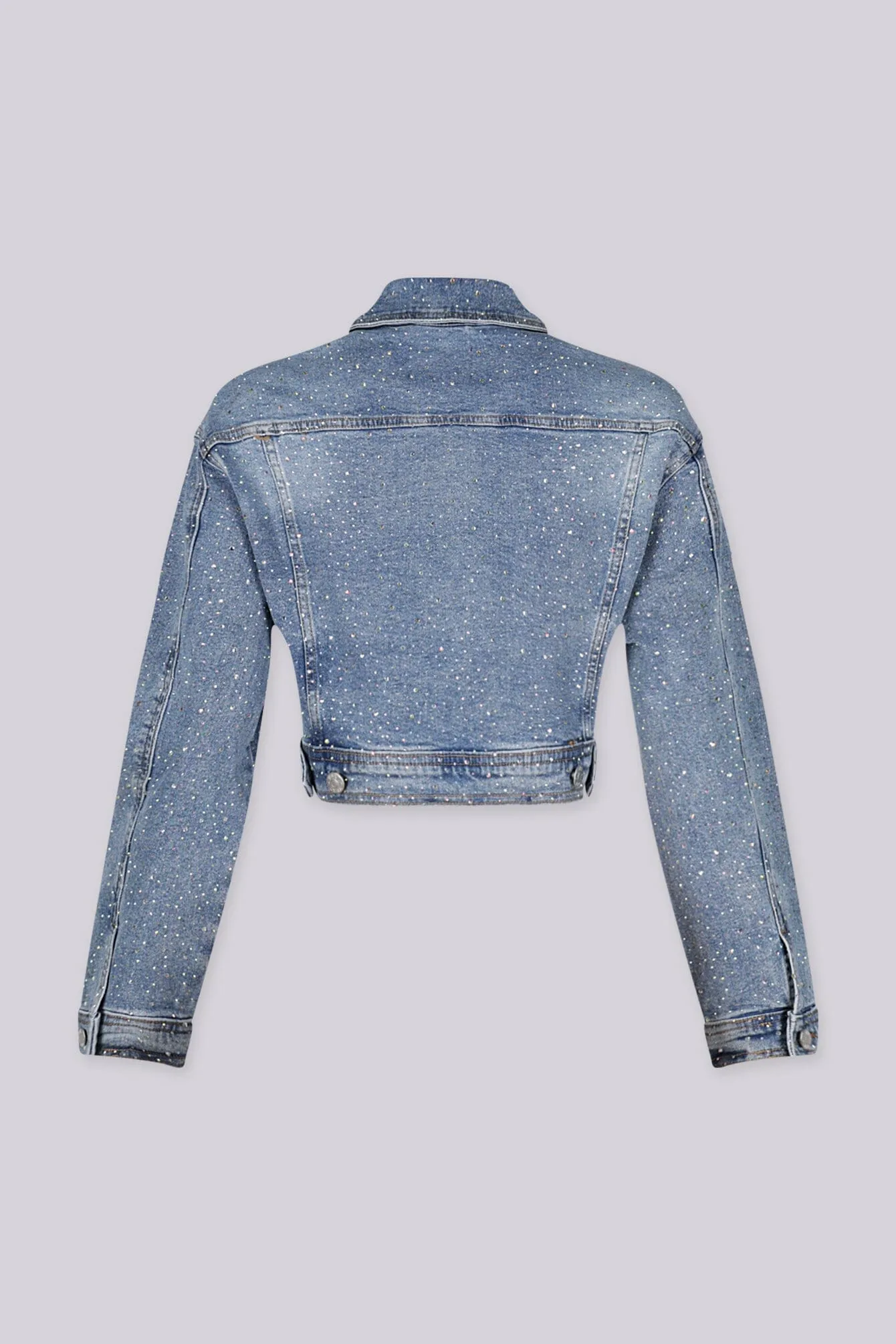 Mimmi Rhinestone Cropped Denim Jacket sold by EDGE by Know Style product image thumbnail 2