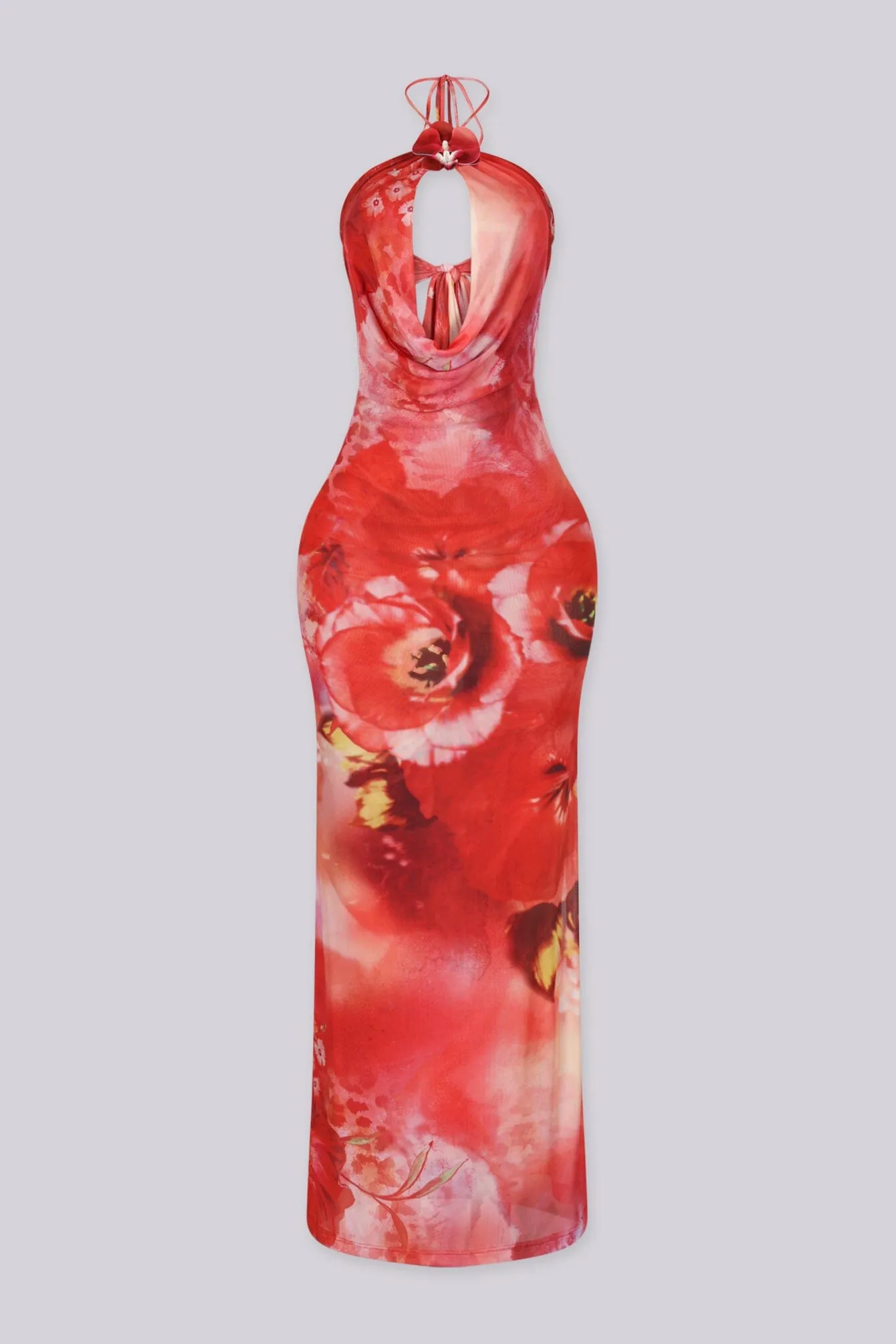 Lului Scarlet Cowl Maxi Dress sold by EDGE by Know Style