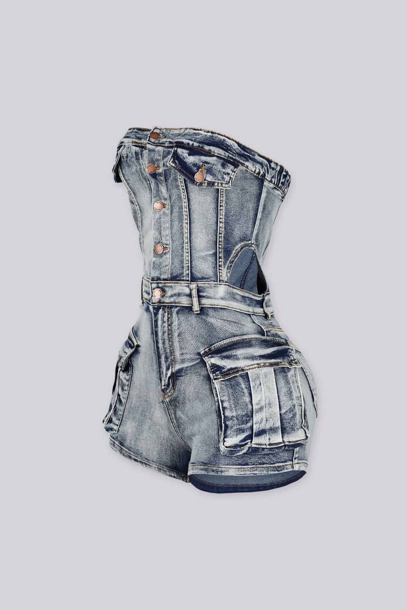 Shape of You Denim Romper sold by EDGE by Know Style product image thumbnail 2