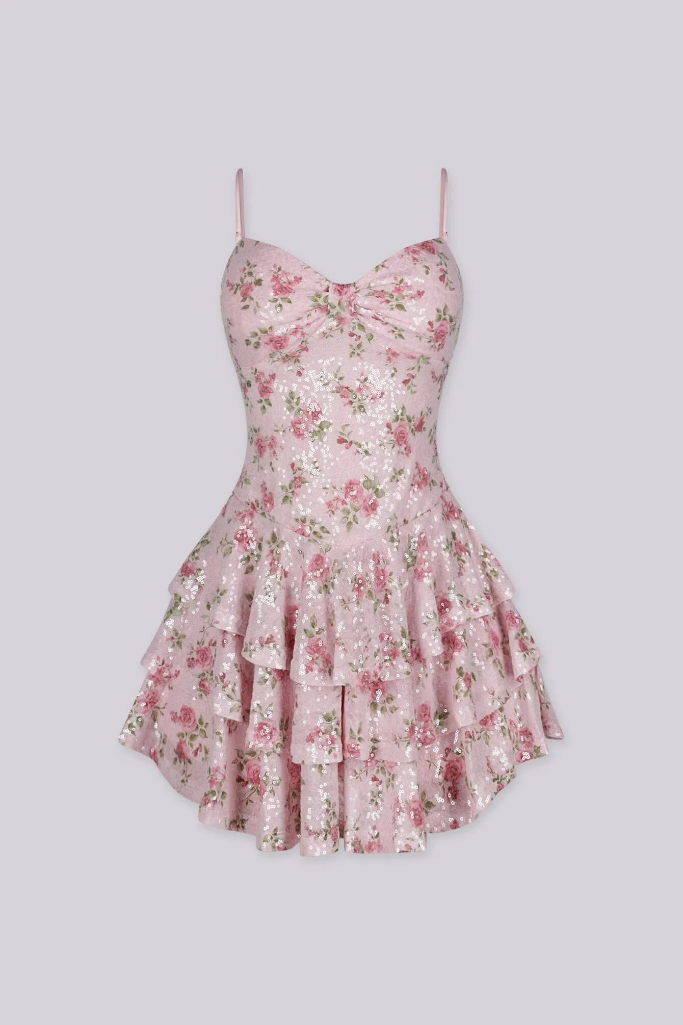 Pink Juliet Sequin Mini Dress sold by EDGE by Know Style