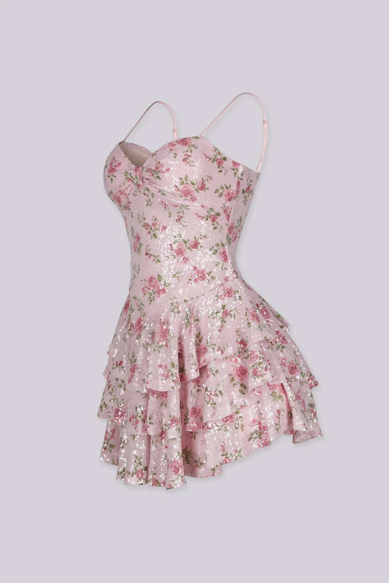 Pink Juliet Sequin Mini Dress sold by EDGE by Know Style product image thumbnail 2