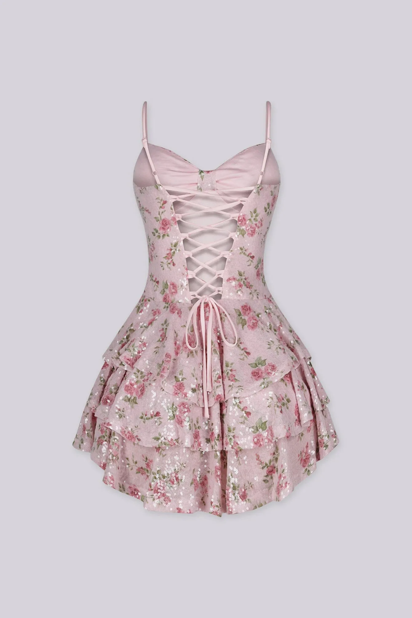 Pink Juliet Sequin Mini Dress sold by EDGE by Know Style product image thumbnail 3