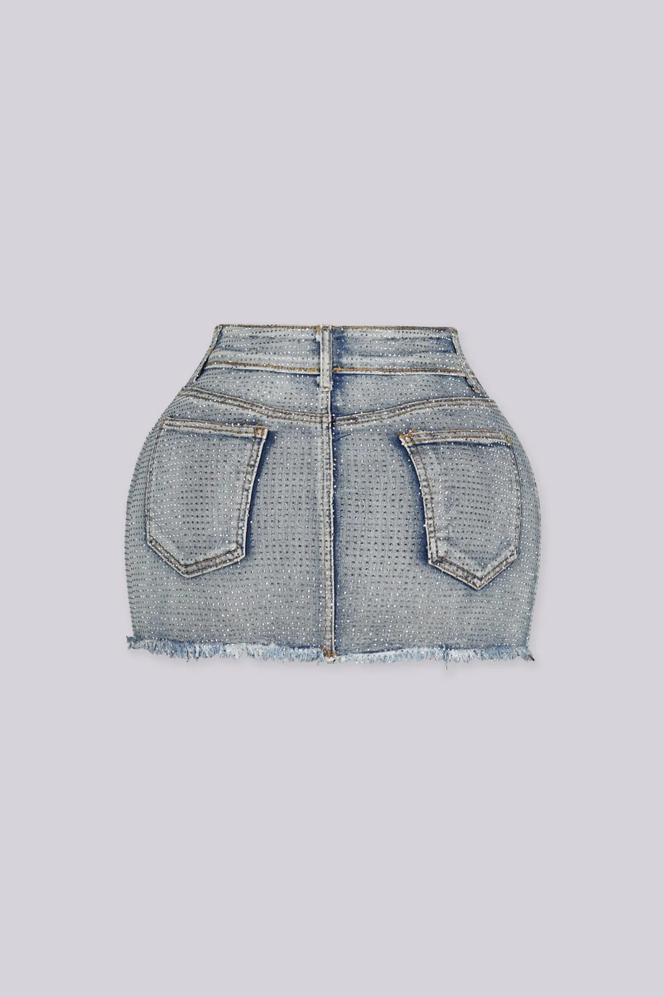 Opulent Rhinestone Denim Mini Skirt sold by EDGE by Know Style product image thumbnail 2