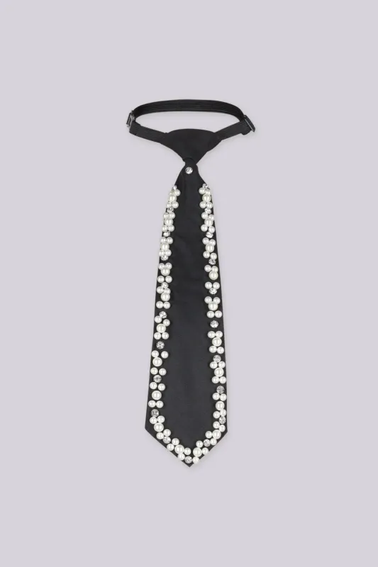 Old Money Pearl Embellished Necktie made by EDGE by Know Style
