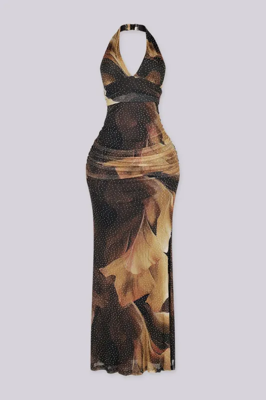 Phantazia Rhinestone Halter Maxi Dress made by Lovely Day