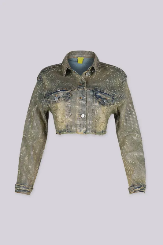 Dellia Rhinestone Denim Jacket made by Daisy