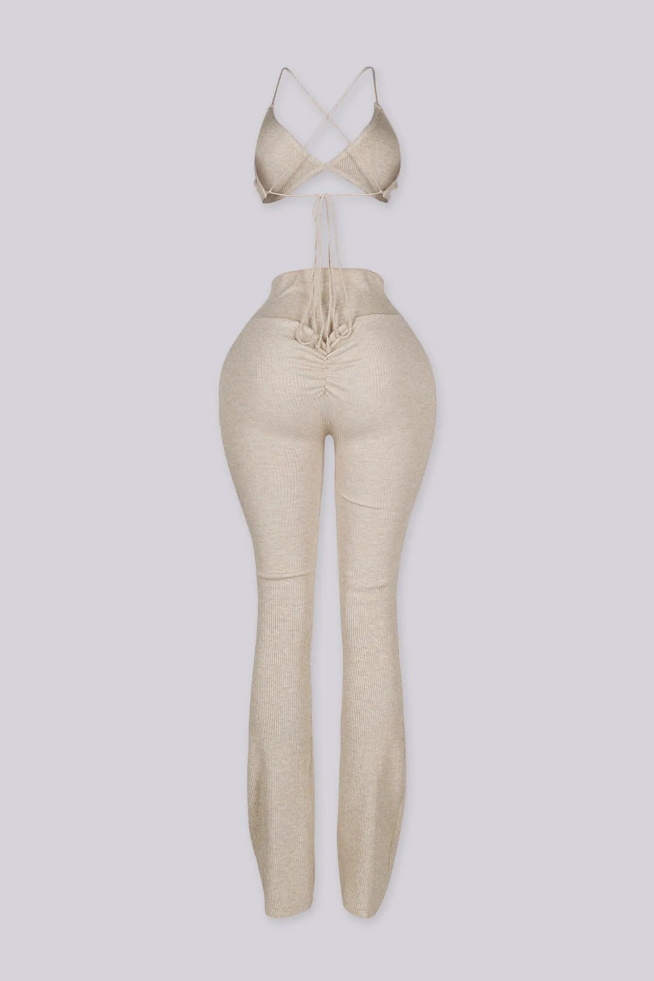 Venna Ribbed Knit Bra Top & Flare Pants SET sold by EDGE by Know Style product image thumbnail 3
