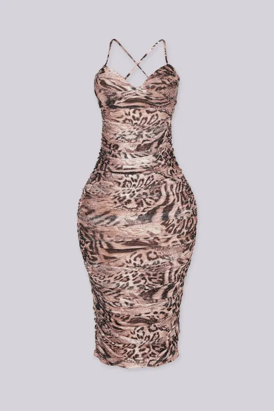 Ruthia Mesh Lace Up Midi Dress made by Lovely Day