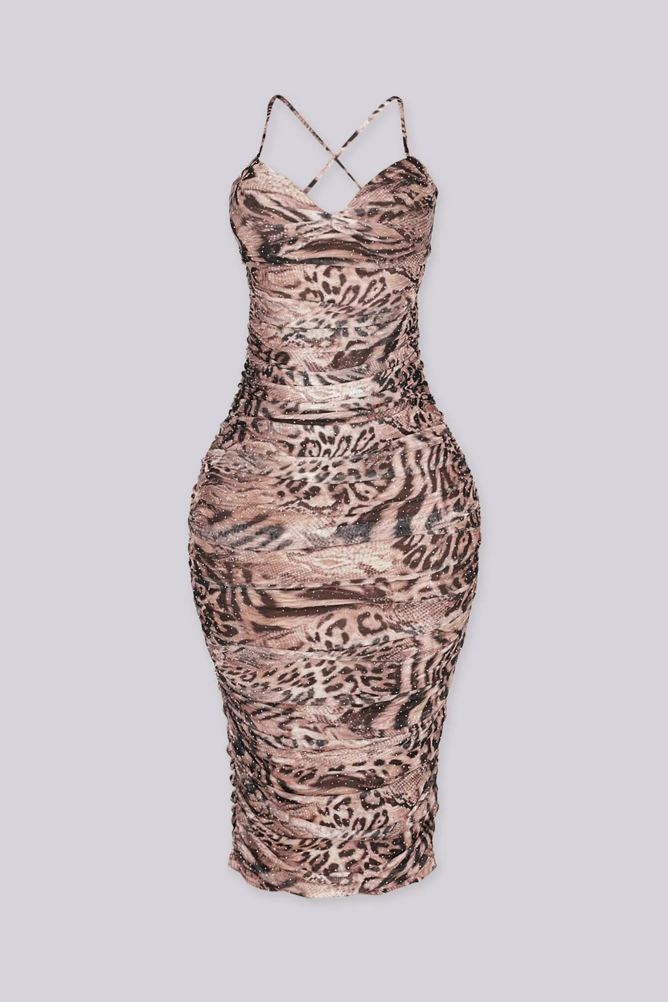 Ruthia Mesh Lace Up Midi Dress sold by EDGE by Know Style