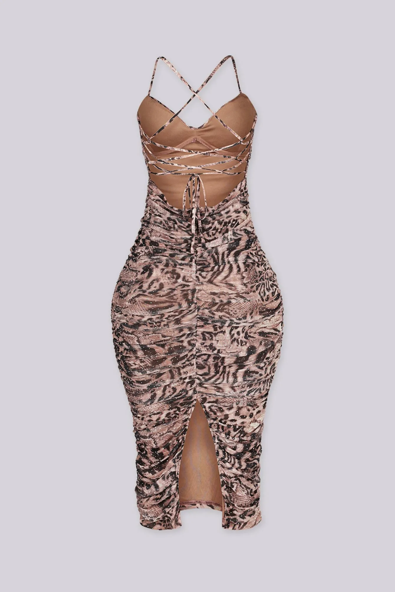 Ruthia Mesh Lace Up Midi Dress sold by EDGE by Know Style product image thumbnail 3