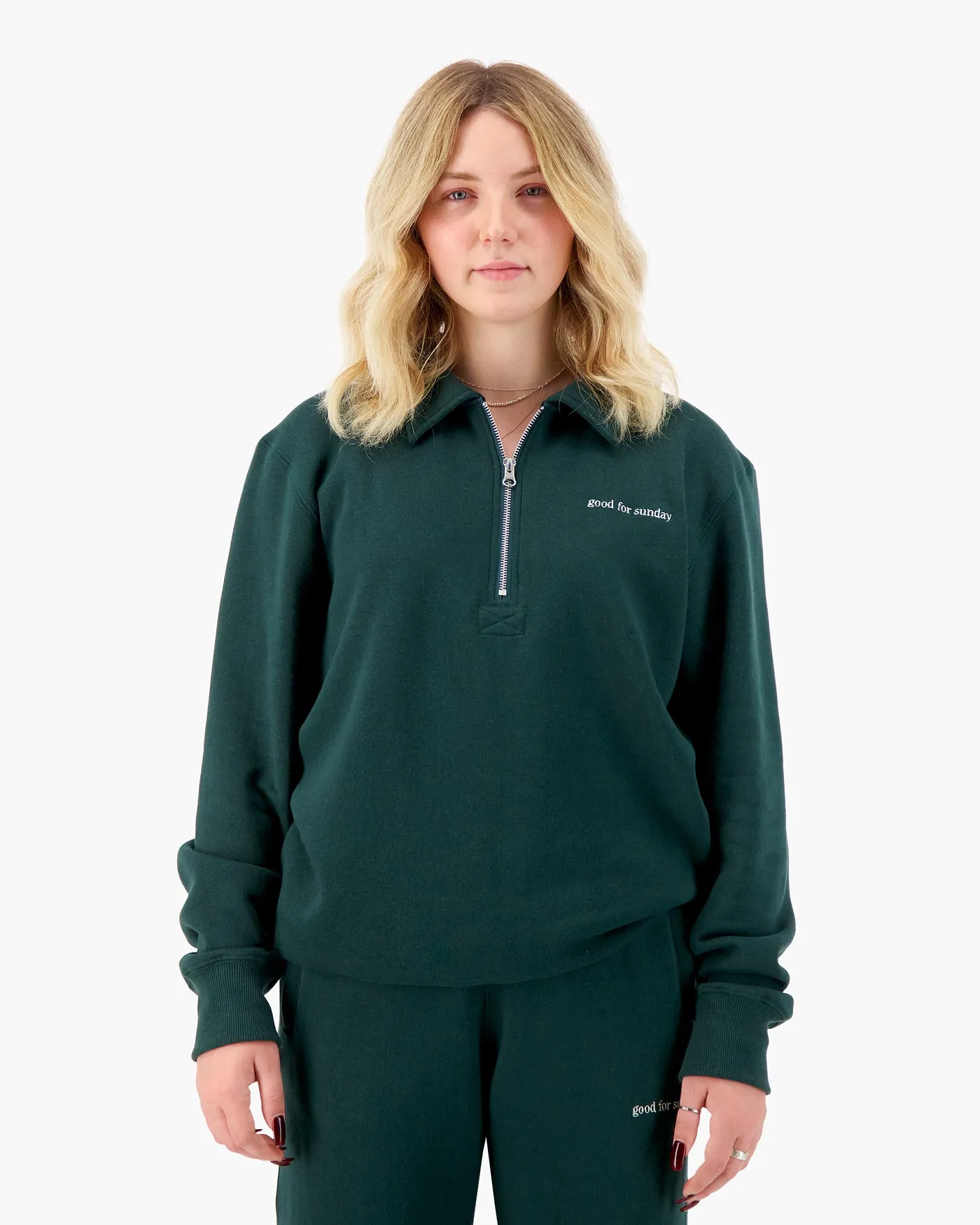 Tencel Zip Polo Sweatshirt sold by Good For Sunday