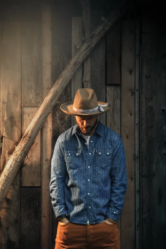 &SONS Saw Tooth Shirt Indigo sold by &SONS