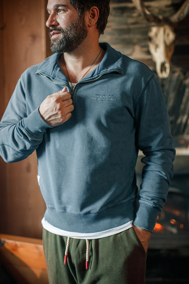 Track and Field Half Zip Top Denim Blue sold by &SONS
